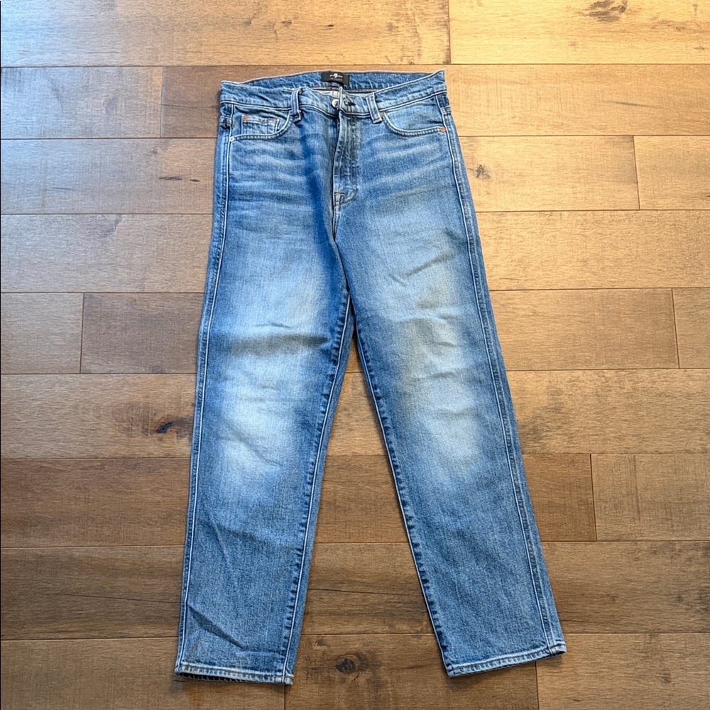 7 For All Mankind Blue Straight Leg Jeans